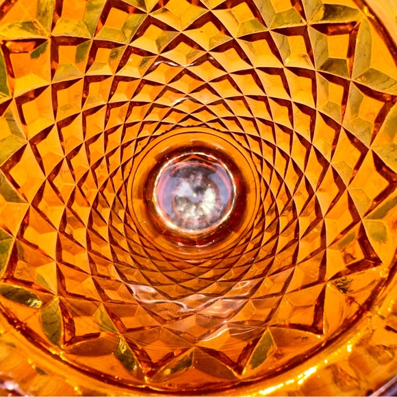 Ambient Amber Apothecary Style Tall VTG 1970s Decorative Dish With Lid Cover - Picture 6 of 6